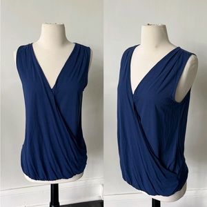 Old Navy Deep V Neck Sleeveless Navy Blue Blouse